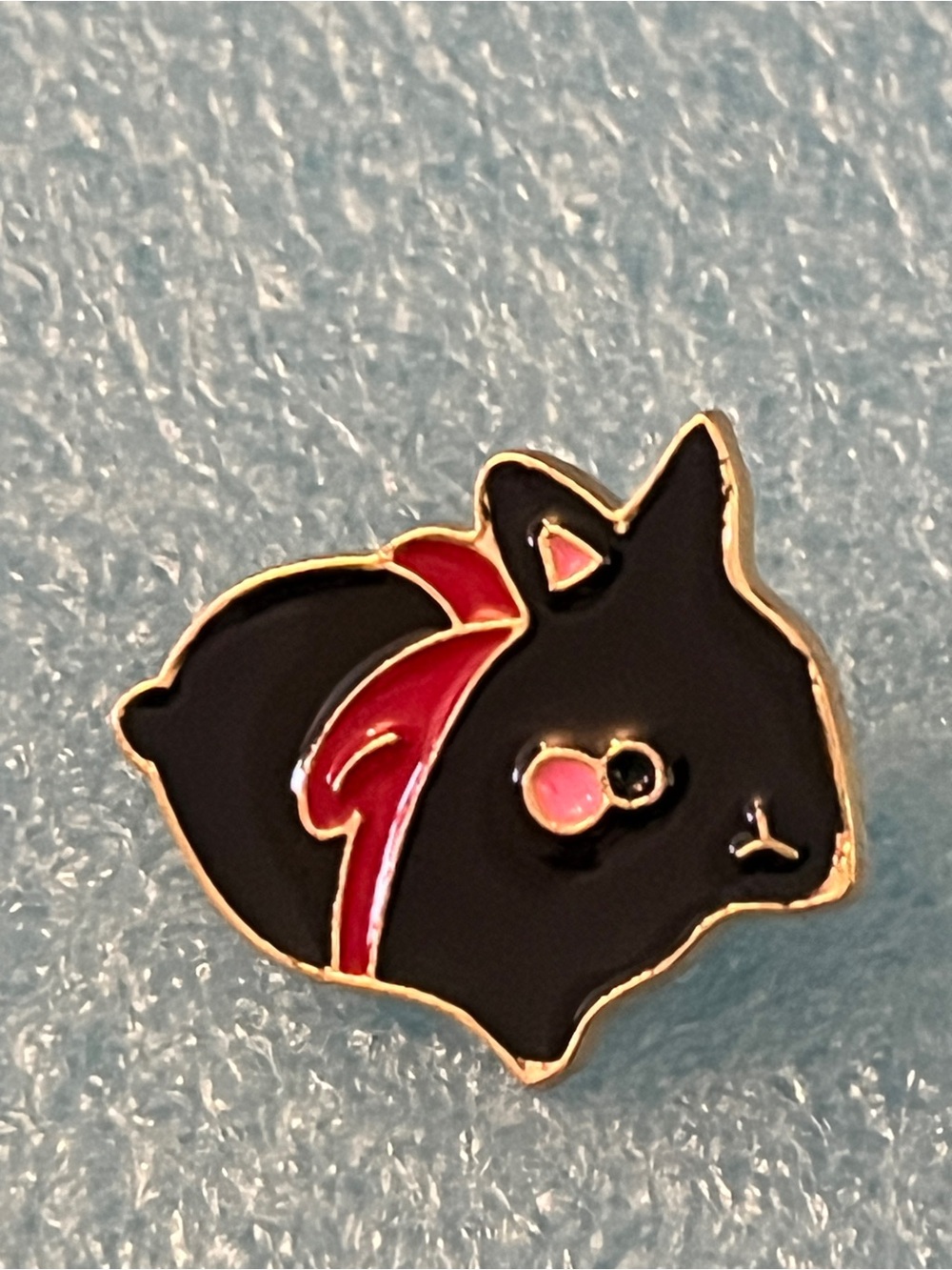 Black and Red Small Pet Enamel Pin - Cute Guinea Pig Design